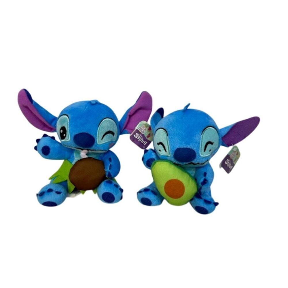 NWT 2 Disney Stitch w/ Avocado Feed Me Series & Coconut Drink 6"